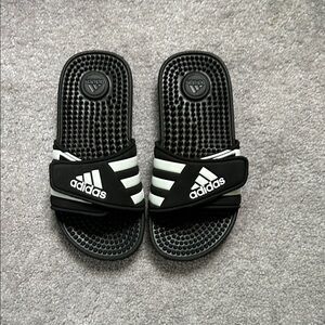 Adidas Black and White Comfort Slides